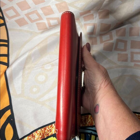 Vintage Dooney & Bourke Red Leather Checkbook Continental Wallet - Picture 6 of 15